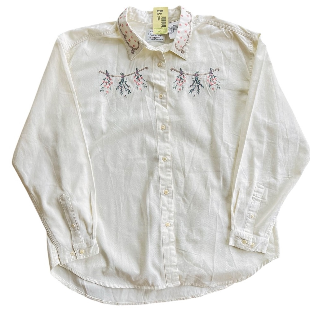 Vintage 2pc Northern Reflections Tan Embroidered Sweater Vest Long Sleeve Shirt - Picture 2 of 13